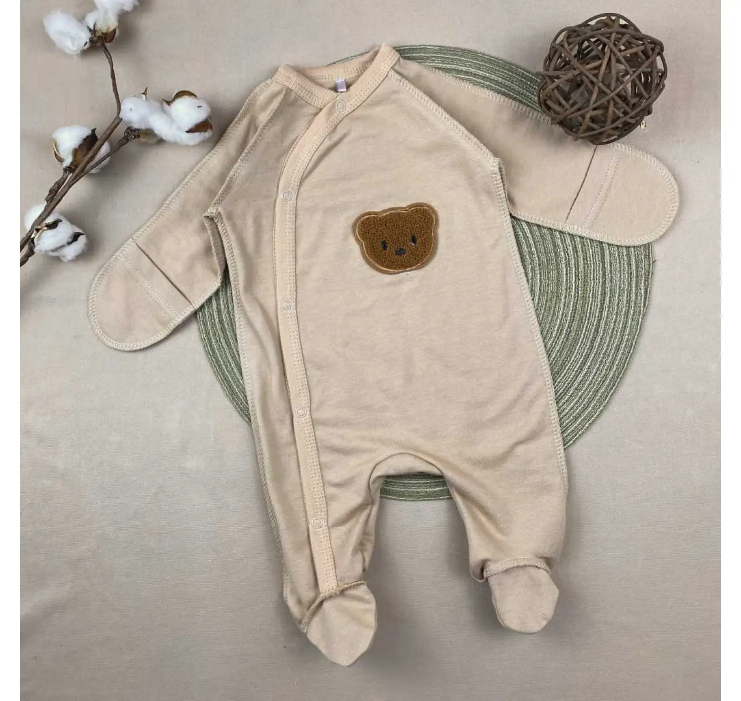 Теплий чоловічок ясля Ведмедик. Розмір: 56 | Матеріал: Футер-начіс | Колір: Сірий. Sweet Mario вид 7