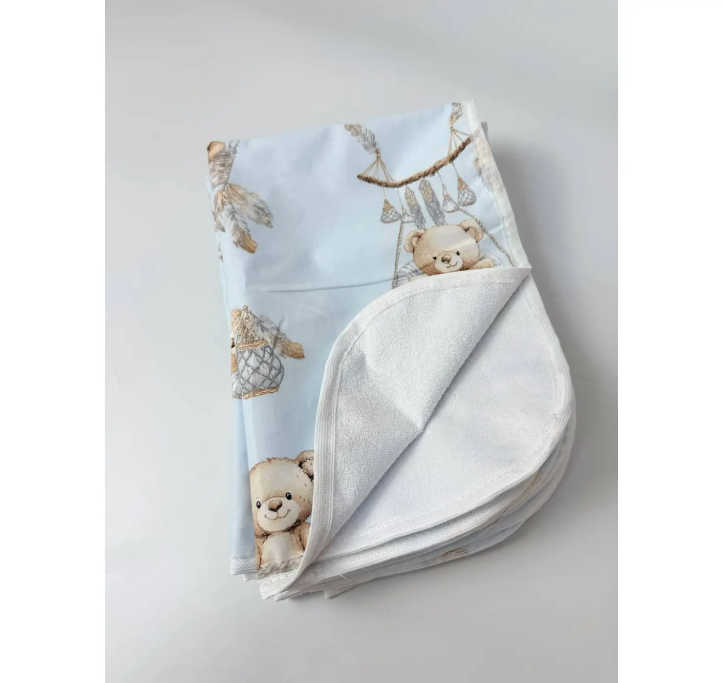 Непромокаюча багаторазова пелюшка. Принт: Серця. Колір: Коричневий. Матеріал: Бавовна/Махра. | Розмір: 40*60. Home.mama вид 7