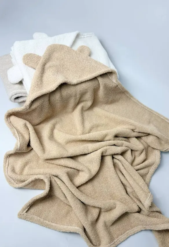 Рушник кутик з вушками для купання. Розмір: 100/80. Колір: Бежевий. Home.mama