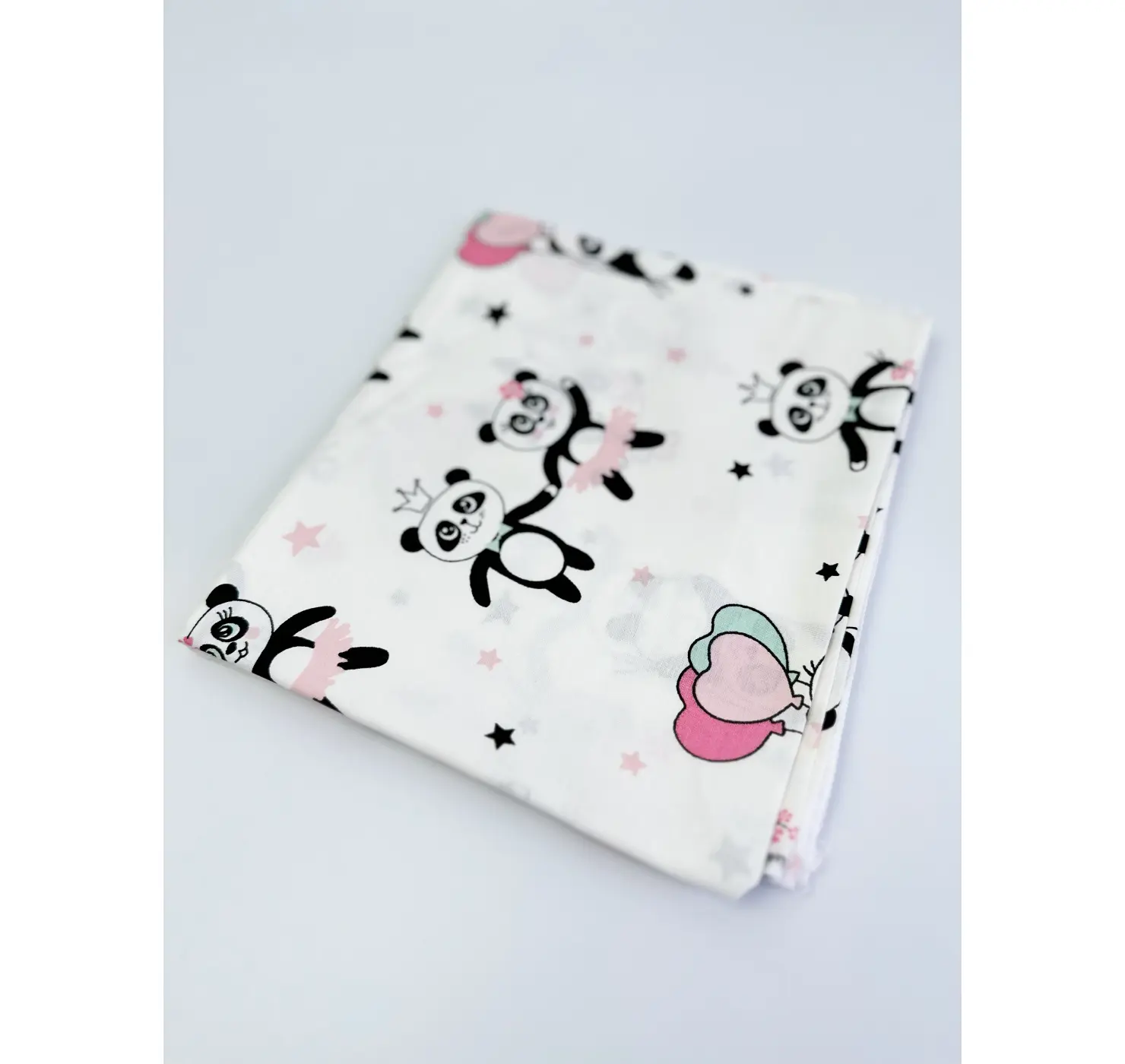 Пелюшка бавовняна. Принт: Панди. Матеріал: Бавовна. Колір: Блакитний | Розмір: 90х80. Home.mama вид 1