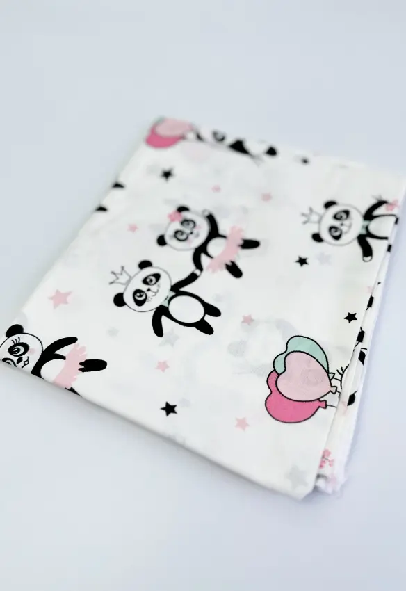 Пелюшка бавовняна. Принт: Панди. Матеріал: Бавовна. Колір: Рожевий | Розмір: 90х80. Home.mama