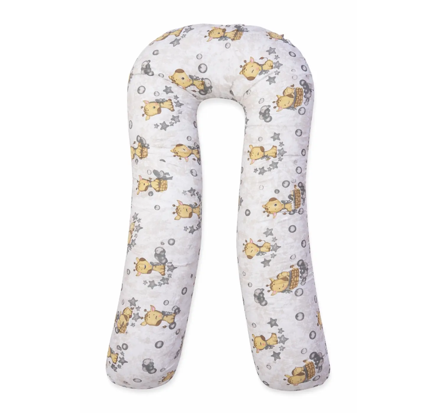 Подушка для вагітних Бавовняна Підкова Жирафики| Колір: Сірий/Коричневий. Розмір:160 см. Home.mama вид 2