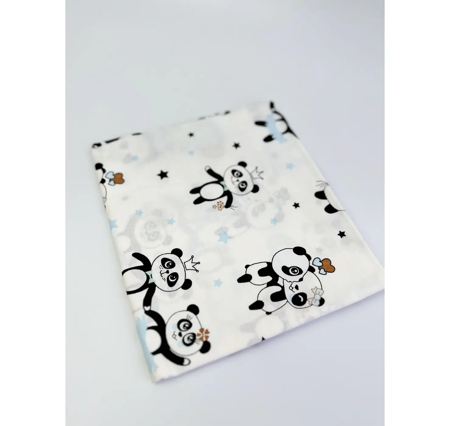Пелюшка бавовняна. Принт: Панди. Матеріал: Бавовна. Колір: Блакитний | Розмір: 90х80. Home.mama