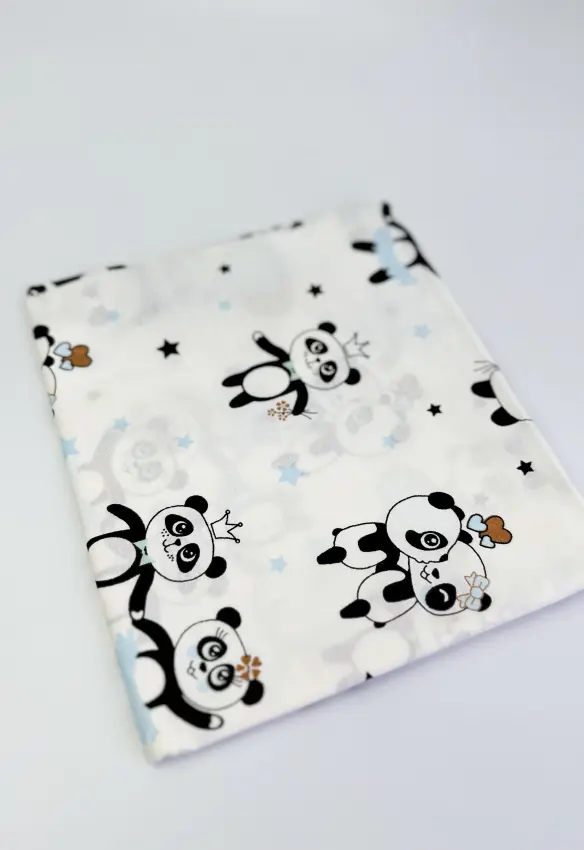 Пелюшка бавовняна. Принт: Панди. Матеріал: Бавовна. Колір: Блакитний | Розмір: 90х80. Home.mama
