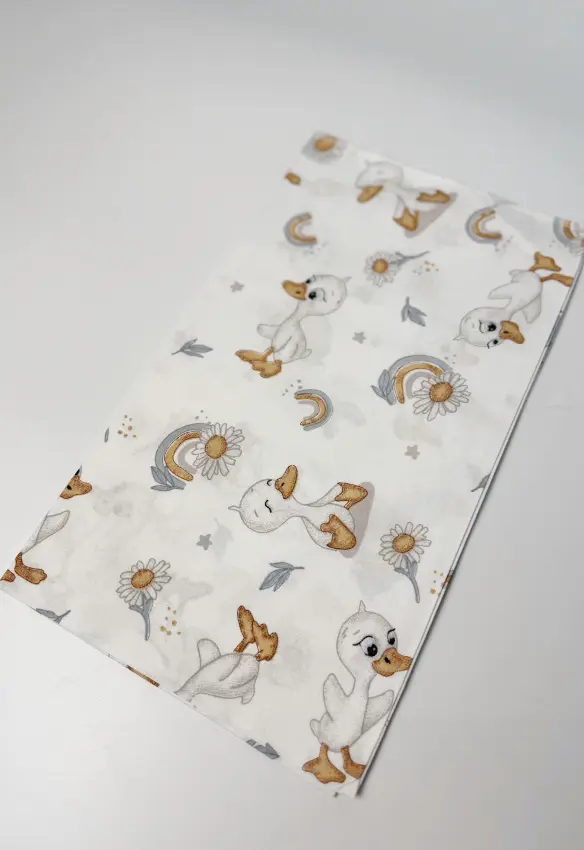 Пелюшка бавовняна. Колір: Бежевий/Сірий. Принт: Гусенята. Матеріал: Бавовна. | Розмір: 90х80. Home.mama