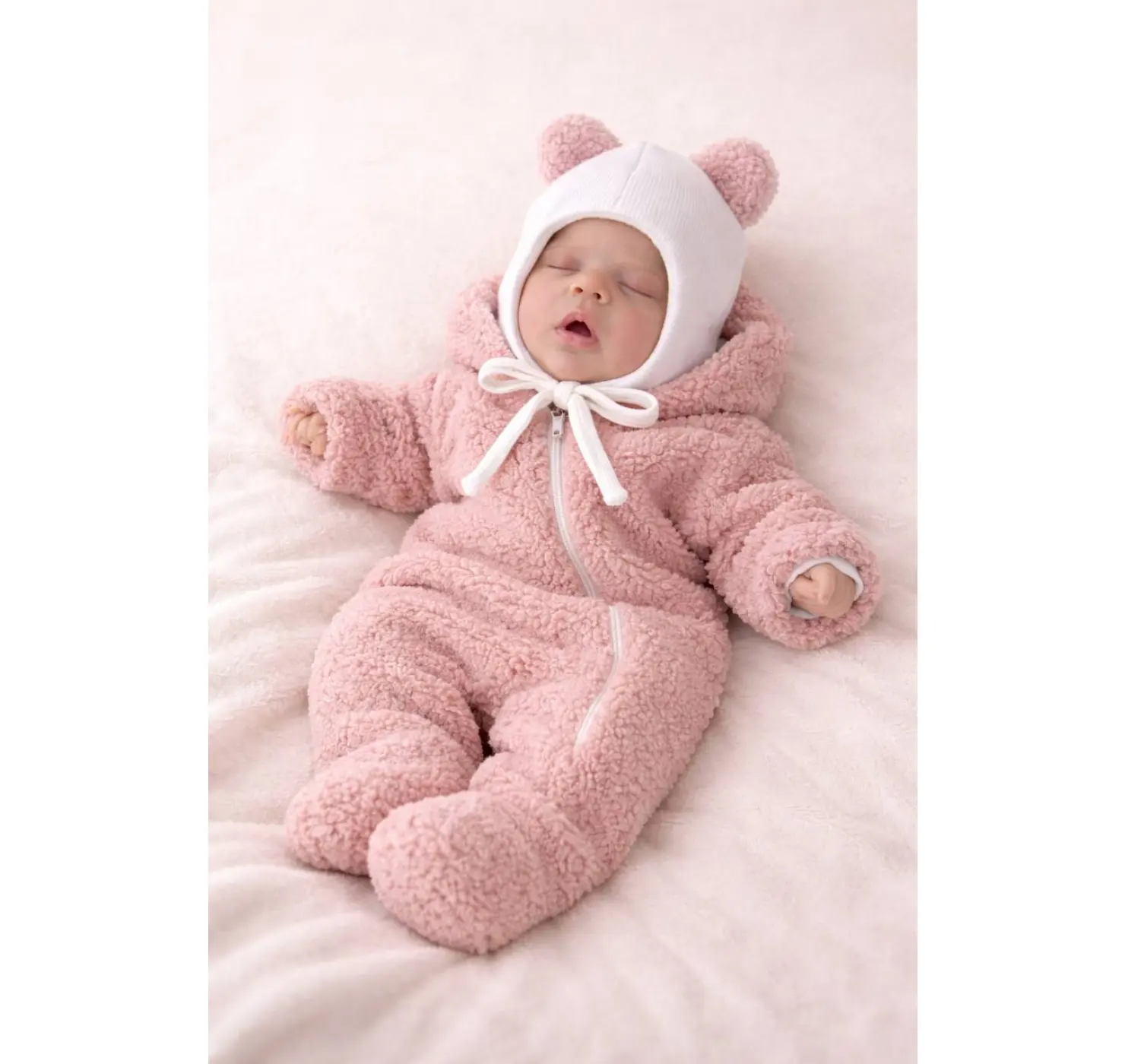 Шапочки Тедді. Розмір: 0-3 міс. Колір : Білий/Молочний. Home.mama вид 4