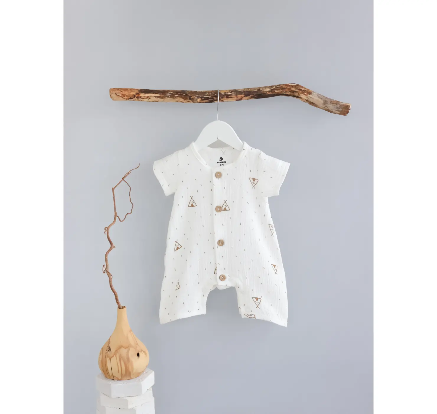 Напівкомбінезон мусліновий. Розмір: 86. Колір: Мокко/Молочний. Minikin