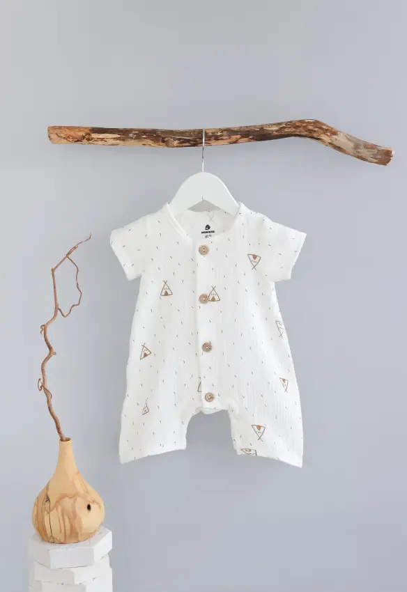 Напівкомбінезон мусліновий. Розмір: 68. Колір: Мокко/Молочний. Minikin