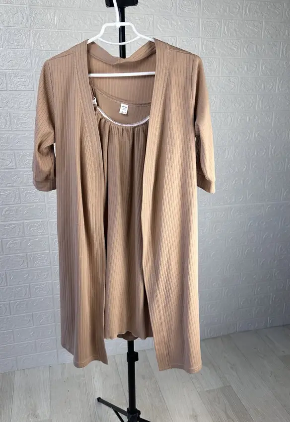 Комплект у пологовий халат та нічна  | Колір: Бежевий. Розмір: 44/46. Сонечко.