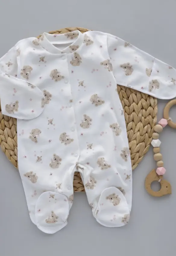 Чоловічок Ведмедик. Колір: Молочний. Розмір: 56 (0-1міс). Home.Mama.