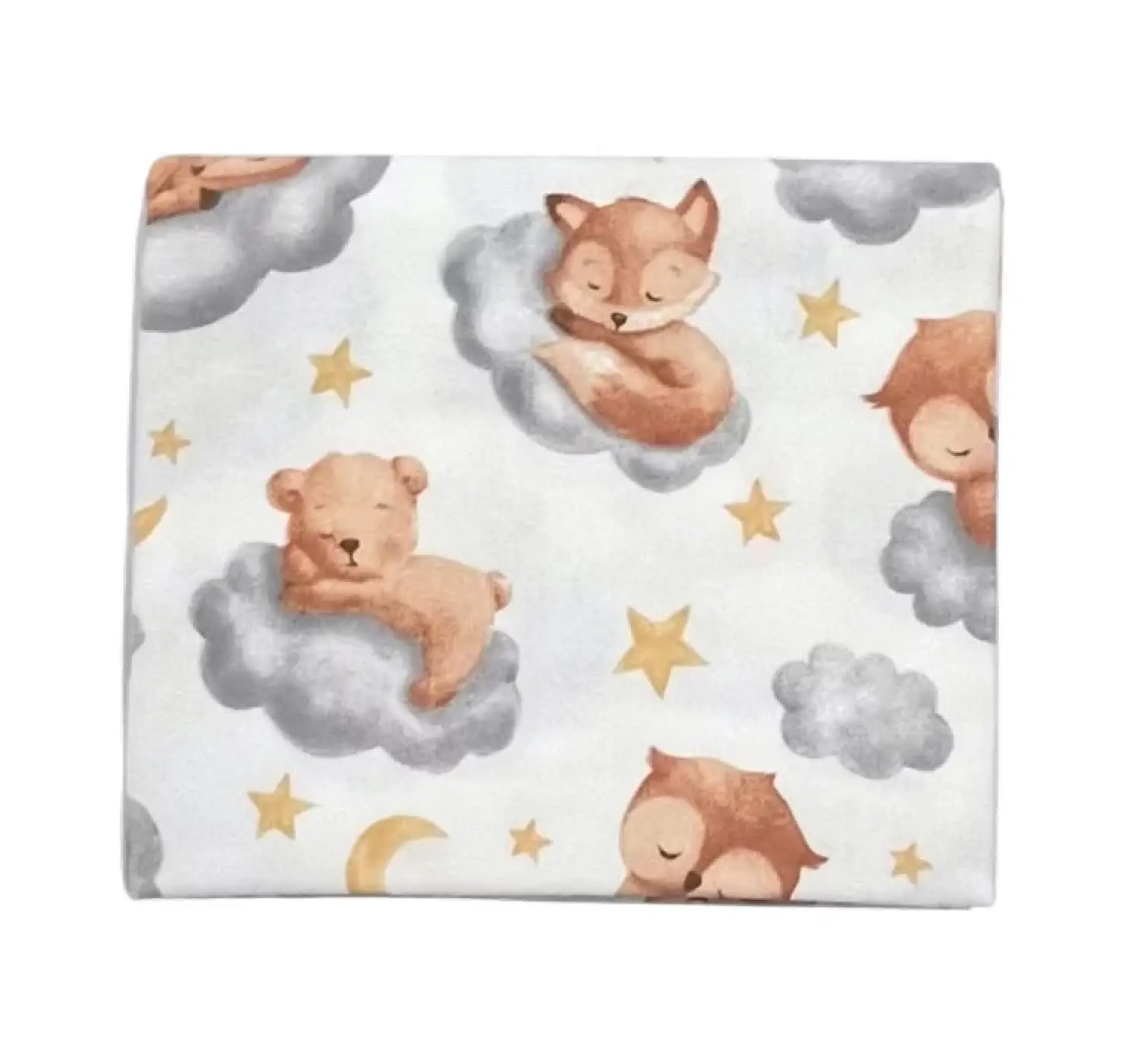 Байкова пелюшка. Принт: Лисички на хмаринці. Матеріал: Байка. Колір : Помаранчевий. | Розмір: 90х80. Home.mama