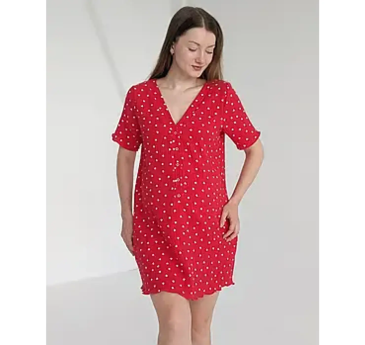 Муслінова сорочка для пологів у родзал. Колір: Червоний| Розмір: 46/48. DIVATEX