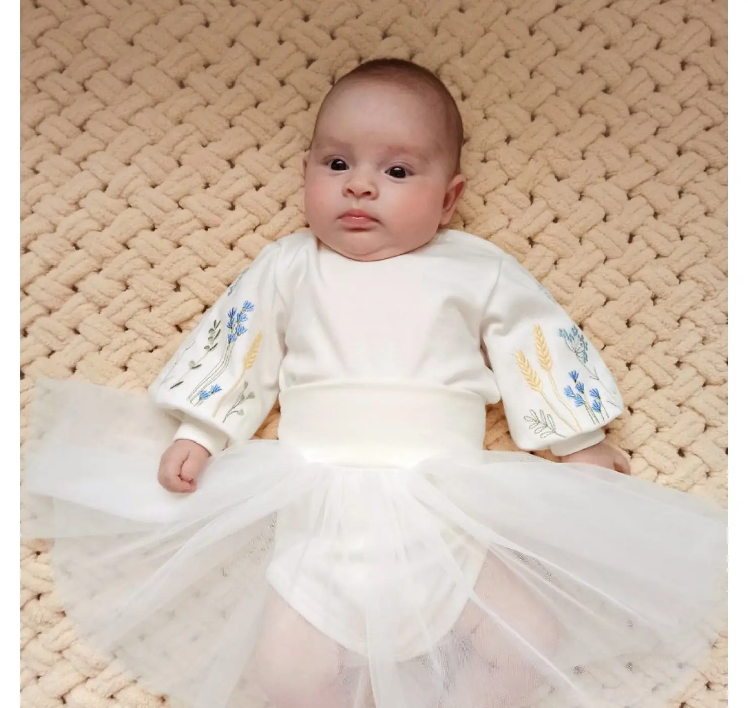 Вишитий набір для хрещення дівчинки Розмай Блакить боді+спідничка. Розмір: 62. Ладан вид 3