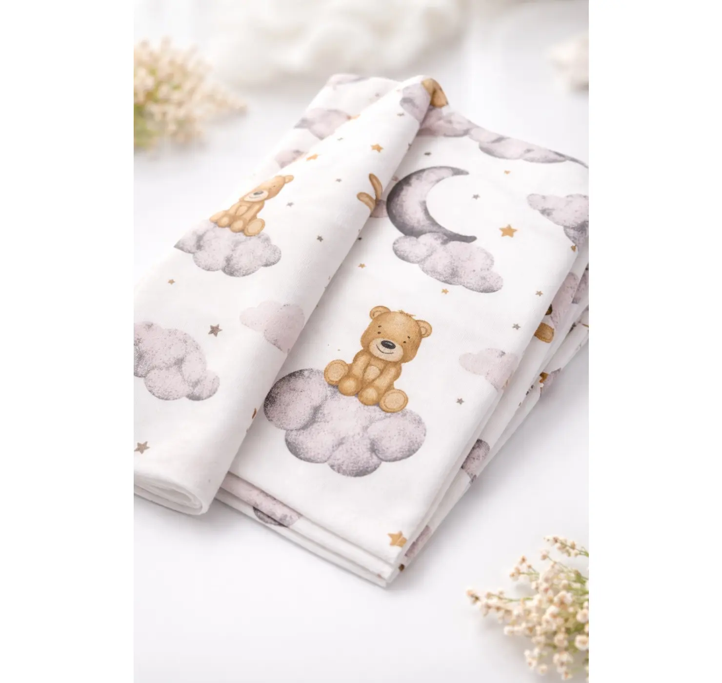 Пелюшка байка Ведмедик на хмаринці . Колір: Сірий/Коричневий. Розмір : 90/80 Home.mama