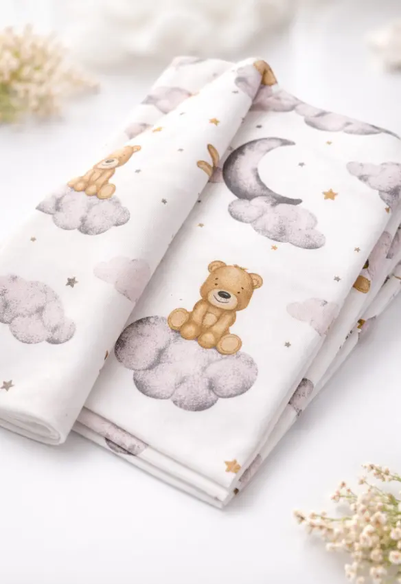 Пелюшка байка Ведмедик на хмаринці . Колір: Сірий/Коричневий. Розмір : 90/80 Home.mama