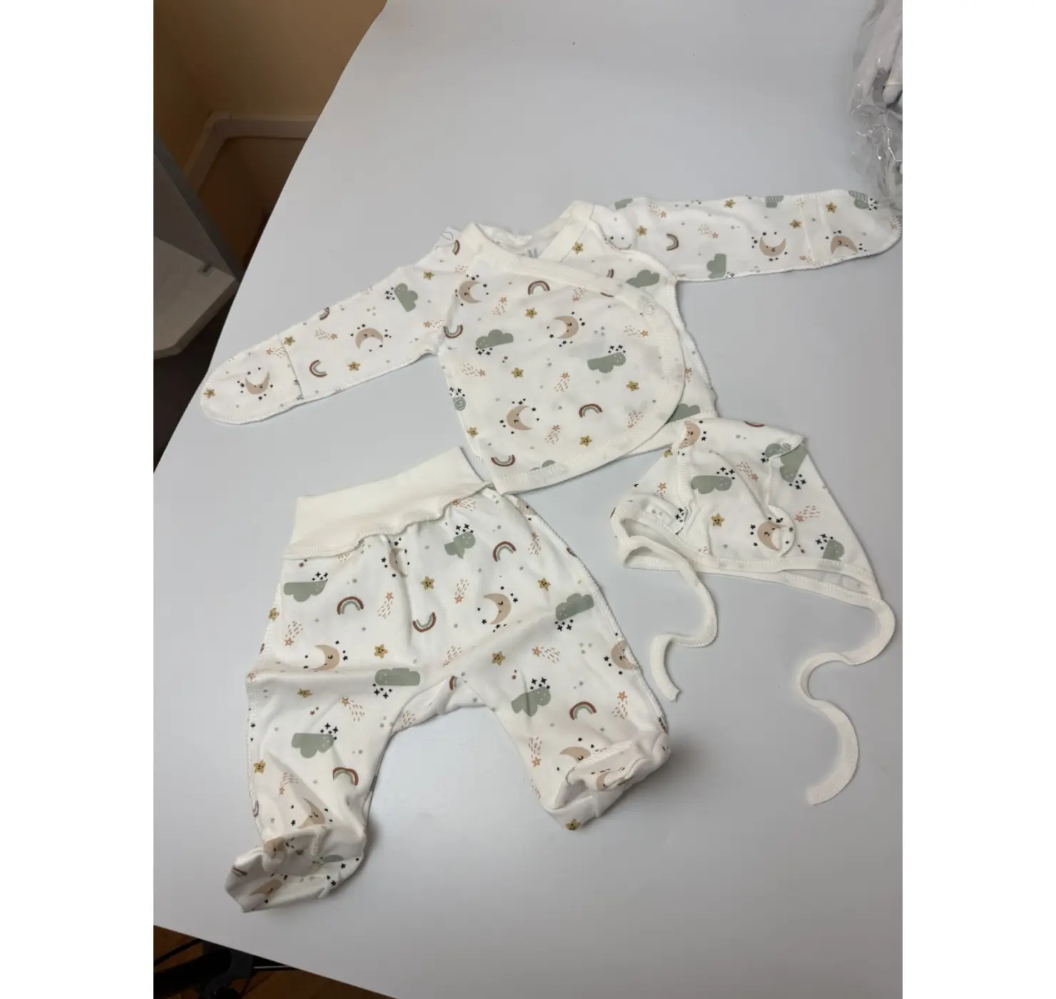 Комплект (сорочечка, повзунки, шапочка). Принт Зірочка Розмір: 56 | Колір: Білий. Sweet Mario вид 3