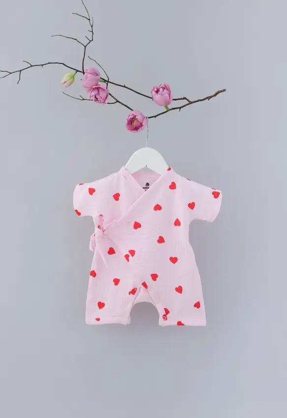 Мусліновий ромпер. Принт: Сердечко. Розмір: 56. Колір: Рожевий. MINIKIN