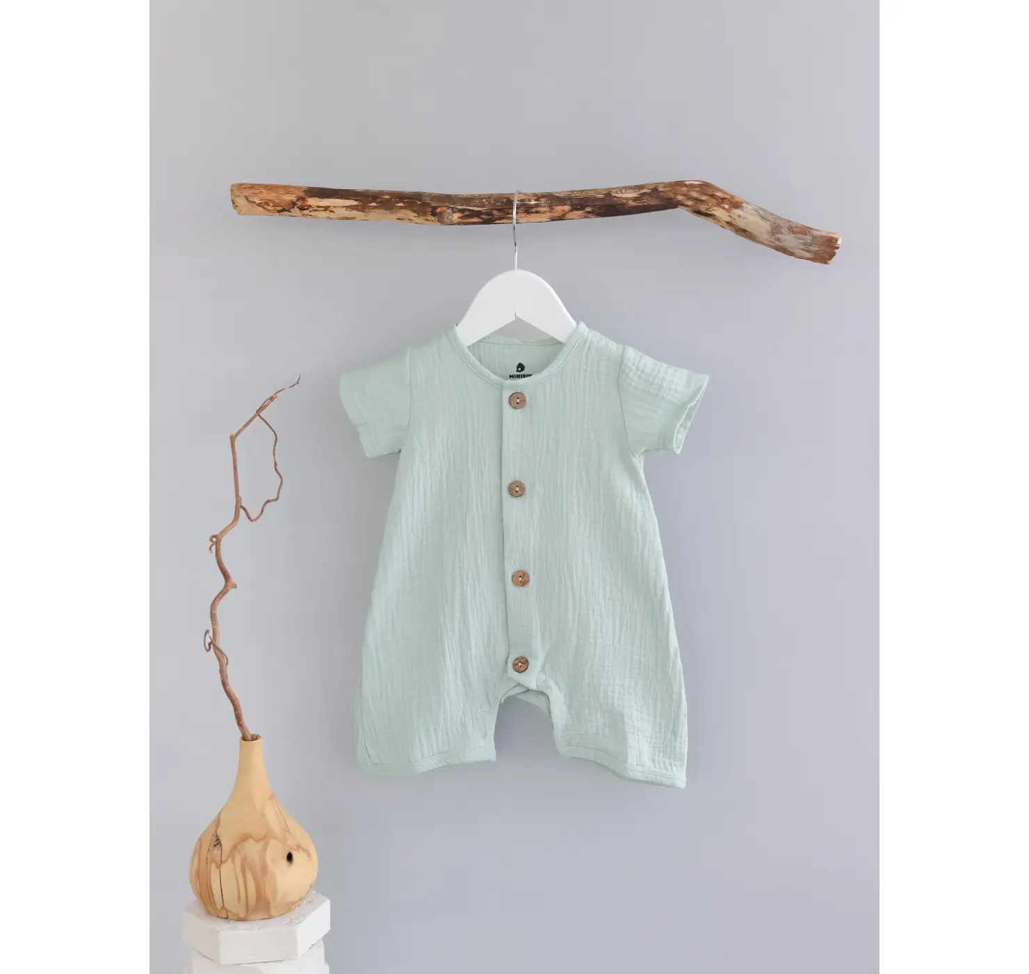 Напівкомбінезон мусліновий. Розмір: 86. Колір: Оливковий. Minikin