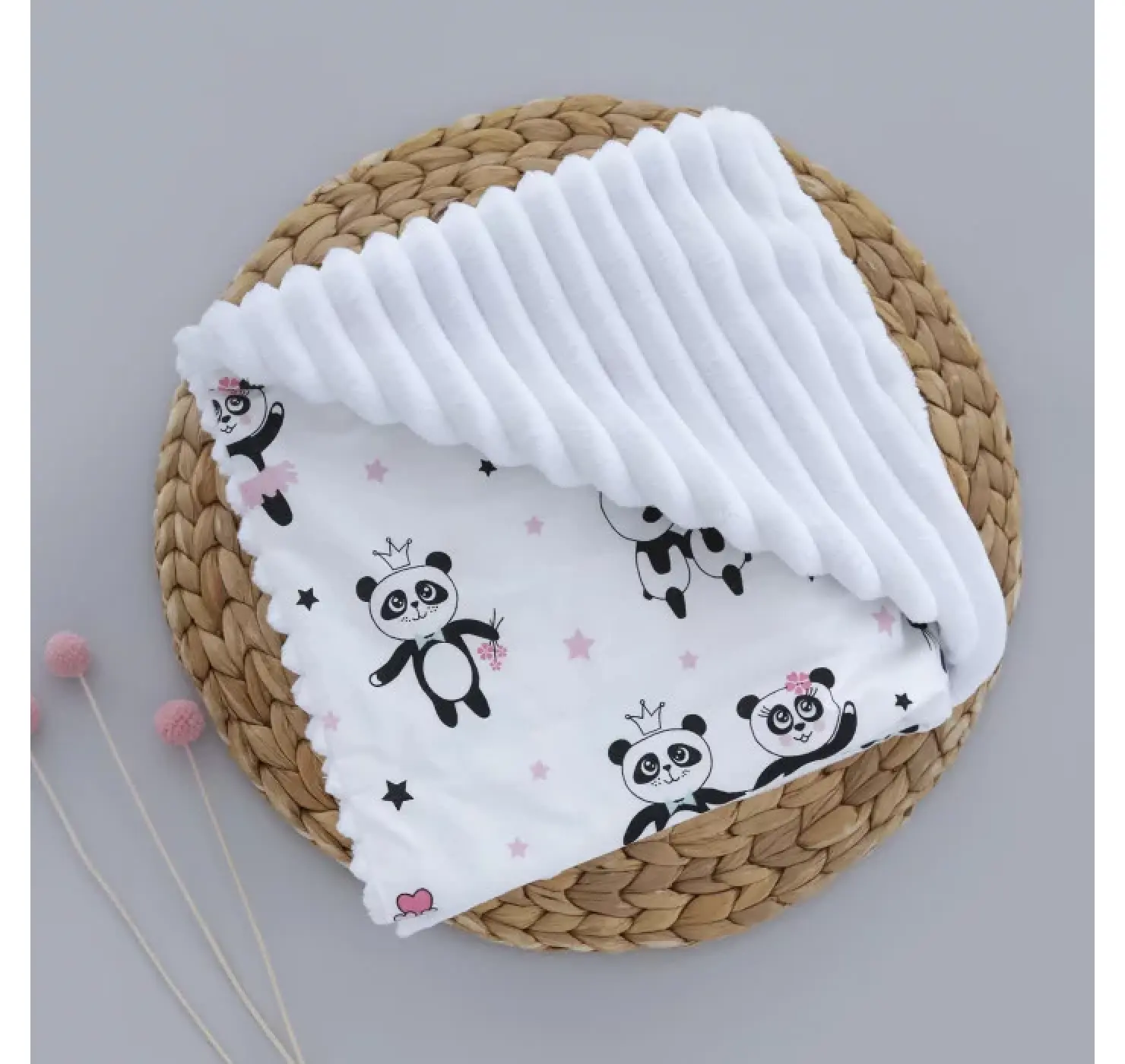 Плед плюшевий Ведмеді. Розмір: 100х80 | Колір: Небесно Блакитний | Матеріал: Плюш/Бавовна. Home.mama вид 2