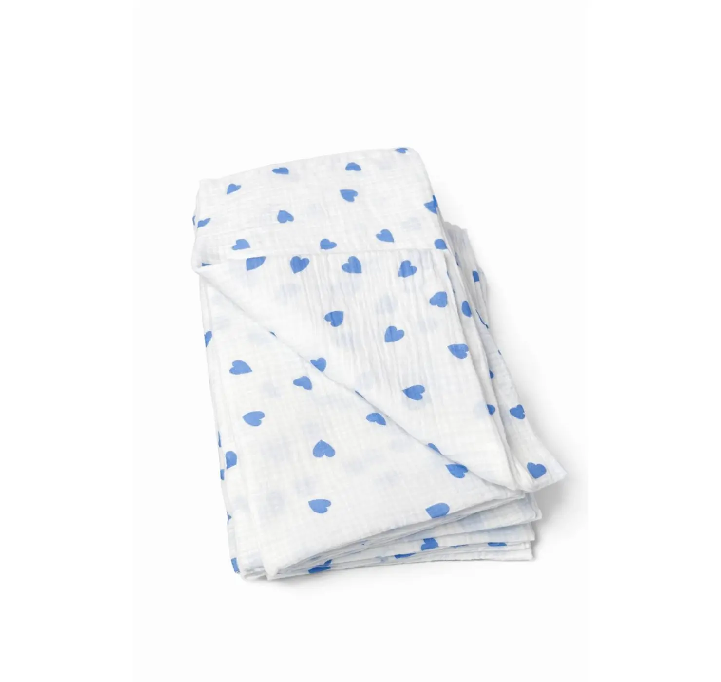 Пелюшка муслін жатка. Принт Серце. Колір: Синій. Розмір: 90х80 | Матеріал: Муслін. Home.mama