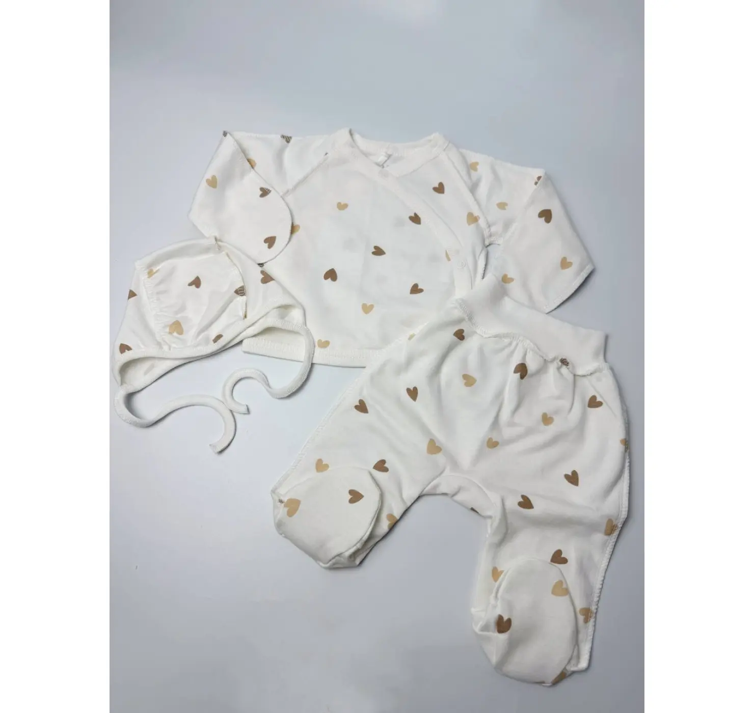 Утеплений комплект (сорочечка, повзунки, шапочка). Розмір: 56 | Колір: Бежевий/Сірий. Sweet Mario вид 4