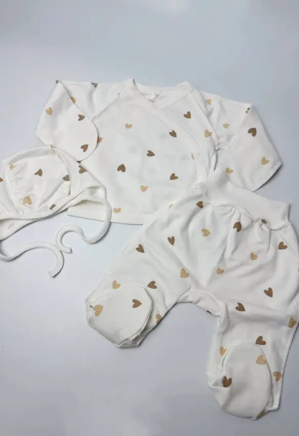 Утеплений комплект (сорочечка, повзунки, шапочка). Розмір: 56 | Колір: Молочний/Бежевий. Sweet Mario