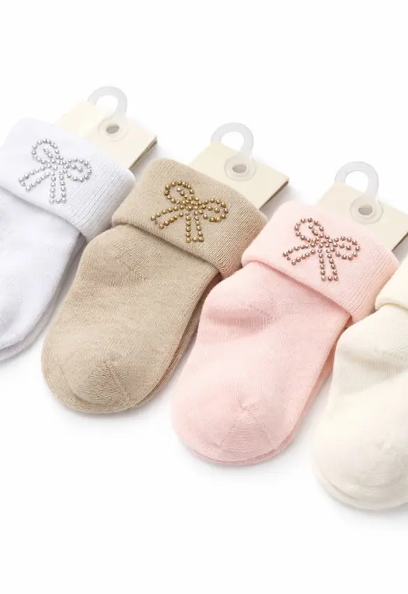 Шкарпетки бантик/ страз. Колір: Світло-Рожевий. Розмір: 0-6 міс. Katamino