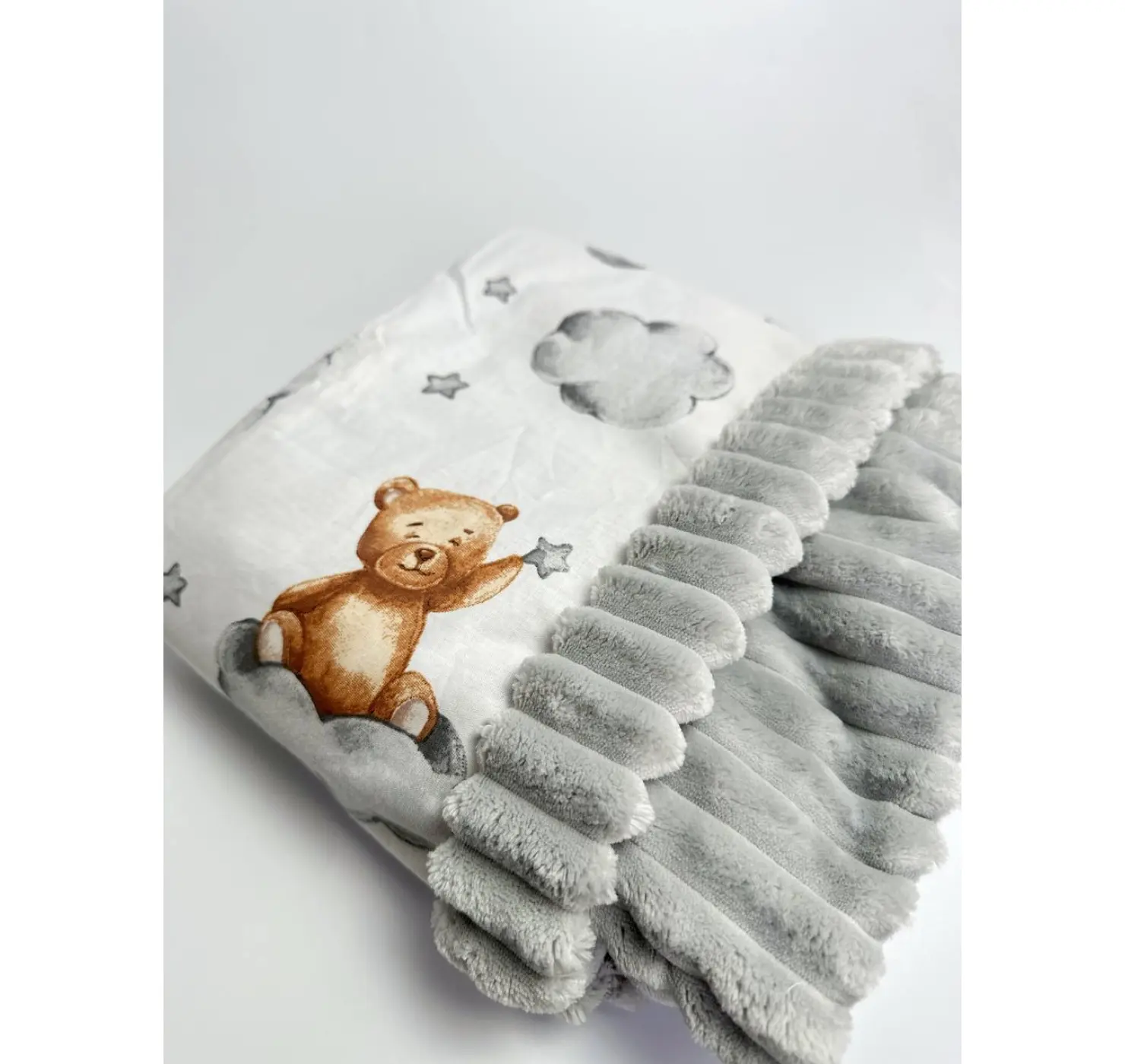 Плед плюшевий Ведмедики. Розмір: 100х80 | Колір: Бірюзовий | Матеріал: Плюш/Бавовна. Home.mama вид 1