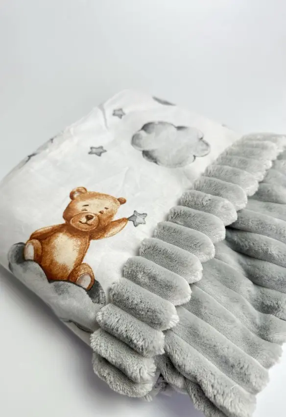 Плед плюшевий Ведмедики. Розмір: 100х80 | Колір: Сірий | Матеріал: Плюш/Бавовна. Home.mama