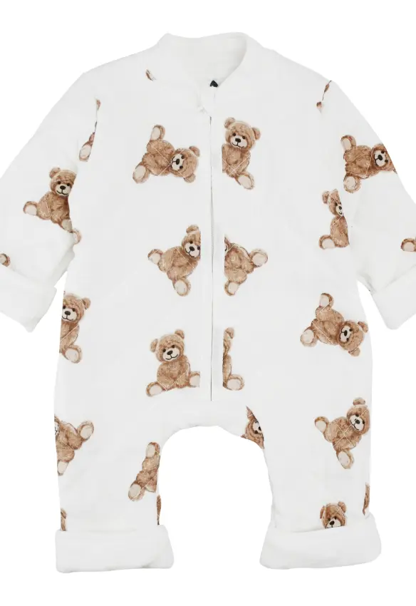 Комбінезон на блискавці. Принт: Ведмеді. Розмір: 62 | Колір: Молочний/Бежевий. MINIKIN