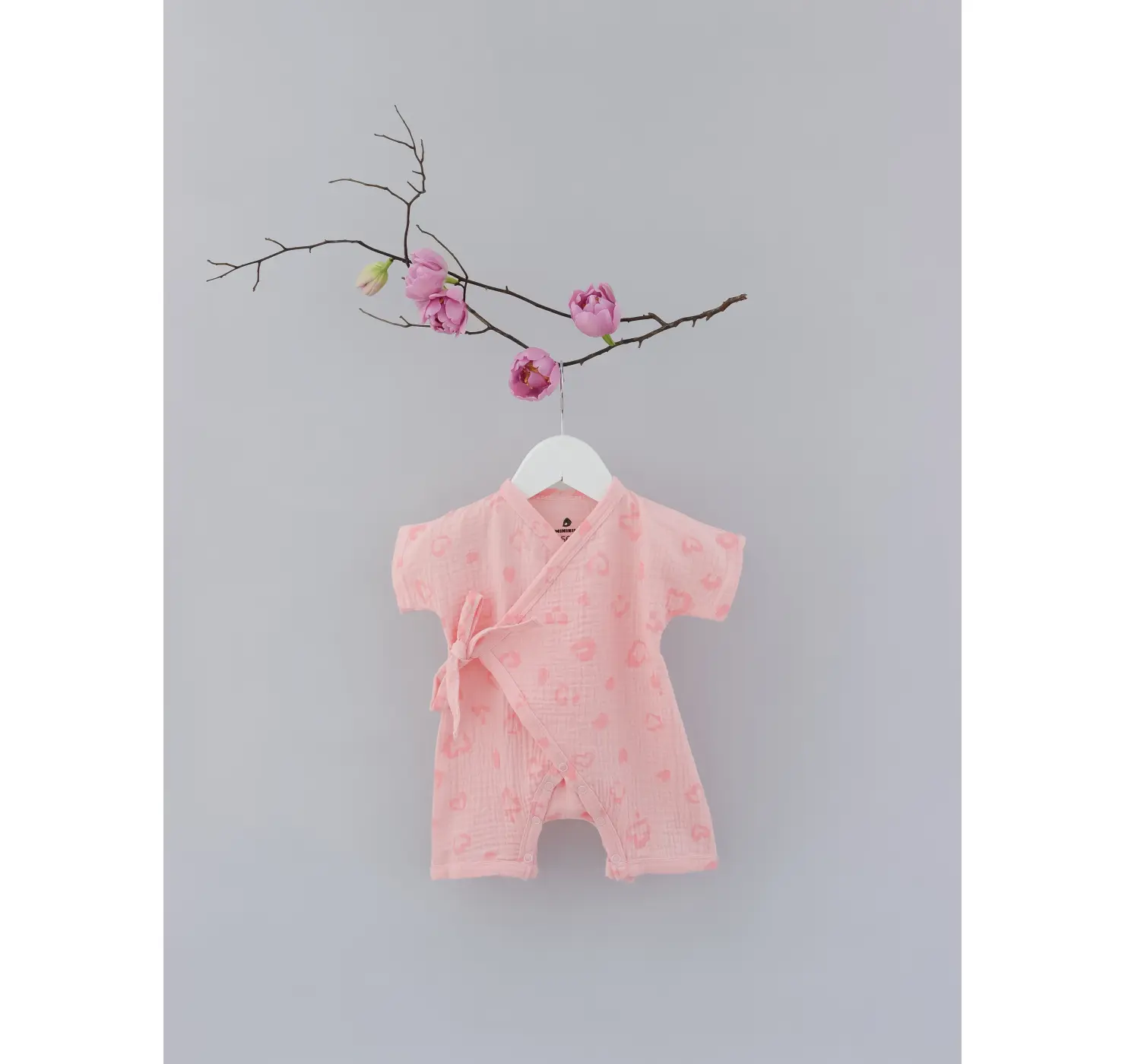 Мусліновий ромпер. Принт: Сердечко. Розмір: 56. Колір: Пудра. MINIKIN