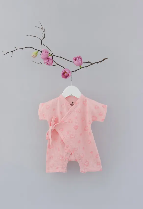 Мусліновий ромпер. Принт: Сердечко. Розмір: 56. Колір: Пудра. MINIKIN