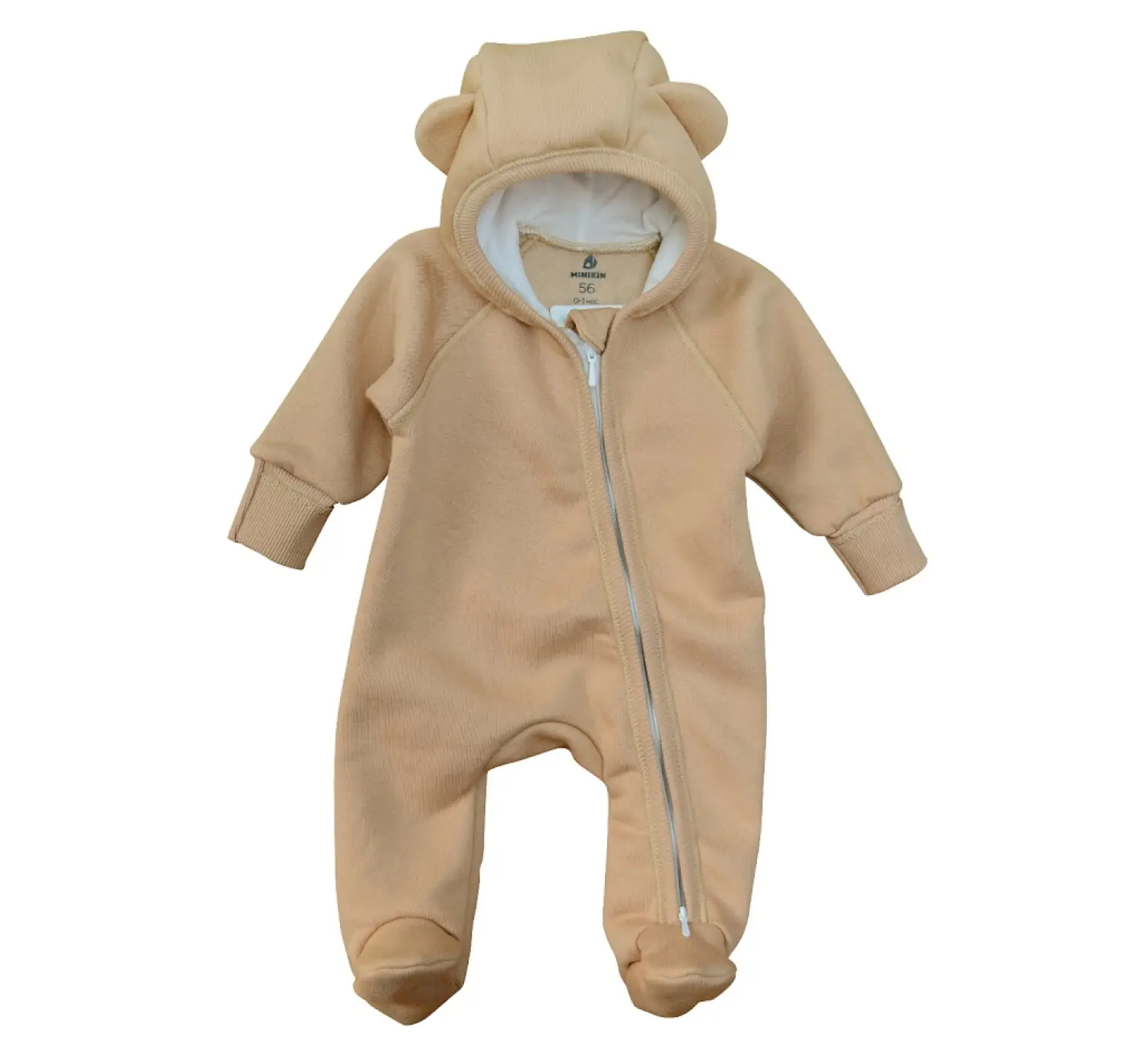 Комбінезон на блискавці з капюшоном. Розмір: 62 | Колір: Мокко. MINIKIN