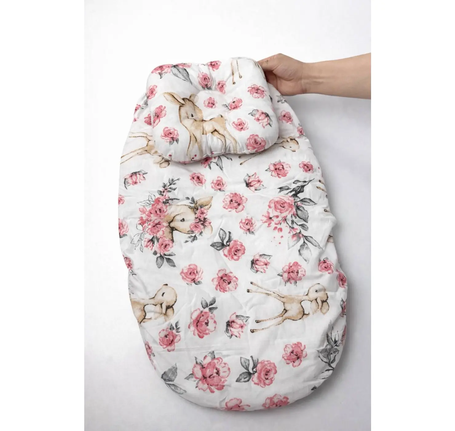 Непромокаюча простинь + подушка у візочок на резинці. Принт: Зірки.  Колір: Рожевий/Синій. Home.mama вид 1