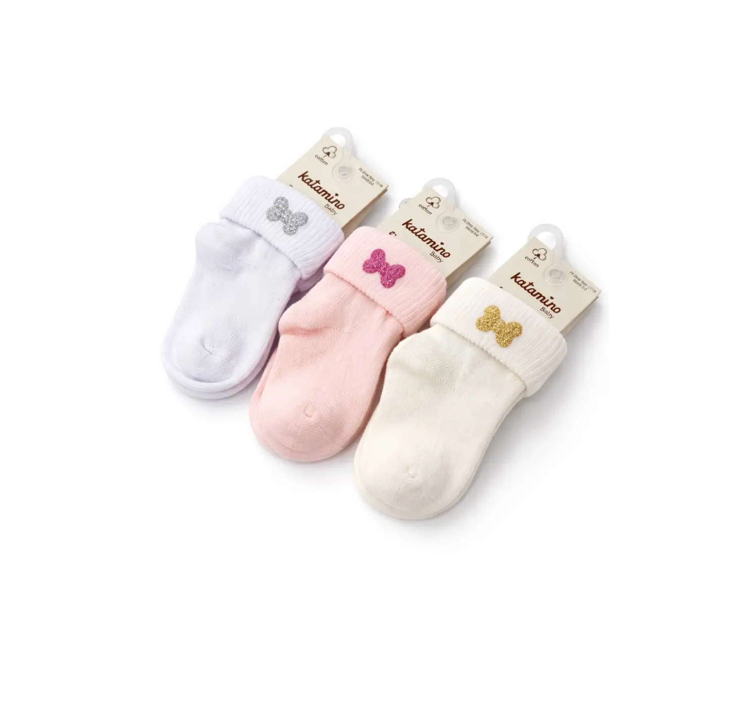 Шкарпетки бантик/ вишивка. Колір: Молочний. Розмір: 0-6 міс. Katamino