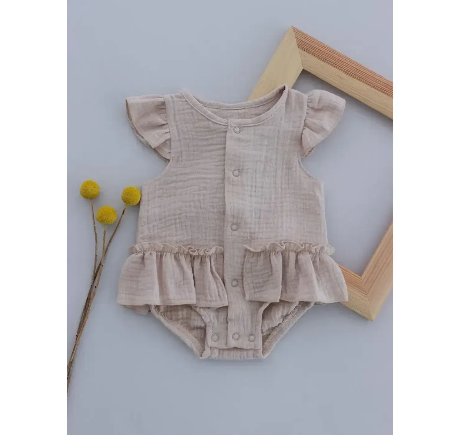 Боді для дівчинки з мусліну. Колір: Бежевий. Розмір: 62. Minikin
