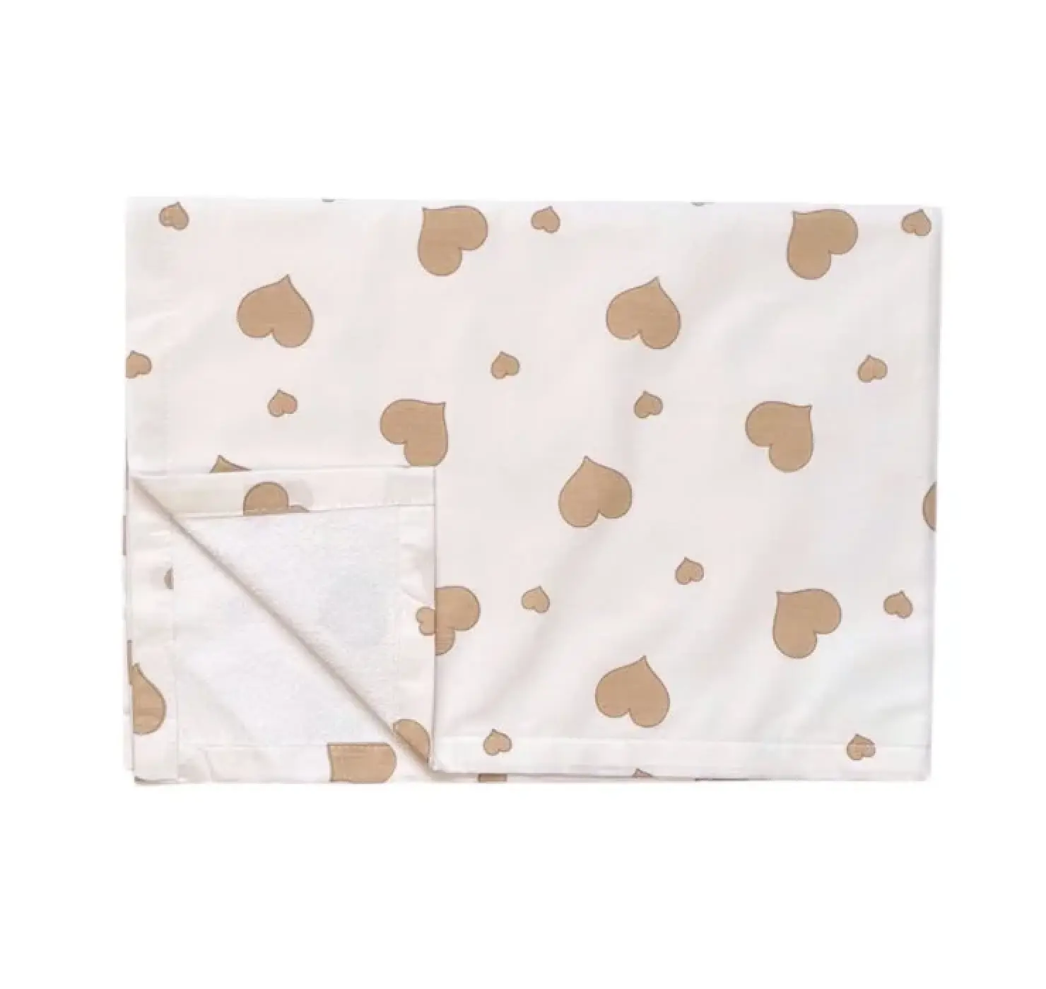 Непромокаюча багаторазова пелюшка. Принт: Сердця. Колір: Білий/Коричневий. Матеріал: Бавовна/Махра. | Розмір: 50*75. Home.mama