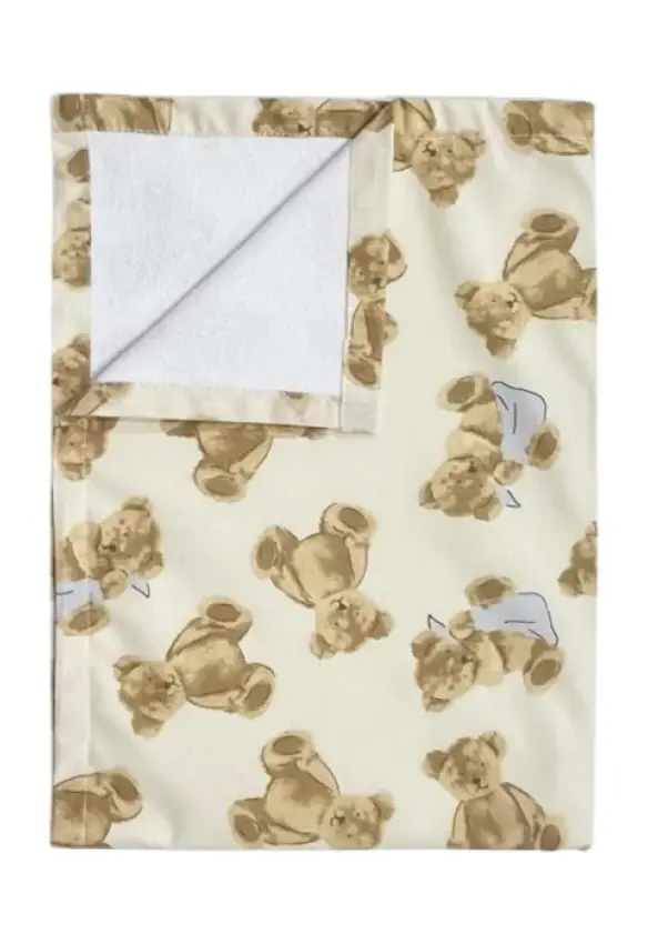 Непромокаюча багаторазова пелюшка. Принт Ведмедики з хусточкою. Колір: Мокко/Молочний. Матеріал: Бавовна/Махра. | Розмір: 50*75. Home.mama