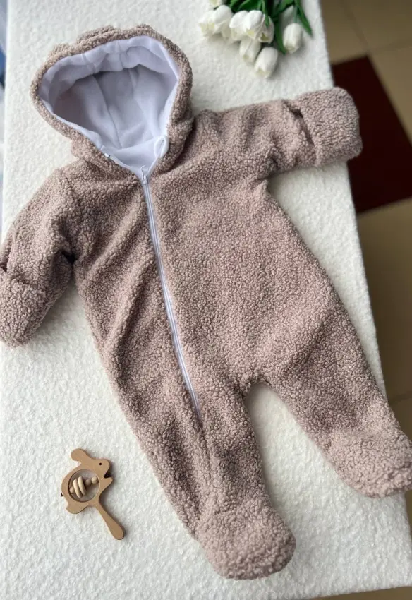 Дитячий демісезонний комбінезон "Тедді". Розмір : 0-3 міс. Колір: Бежевий. Home.mama