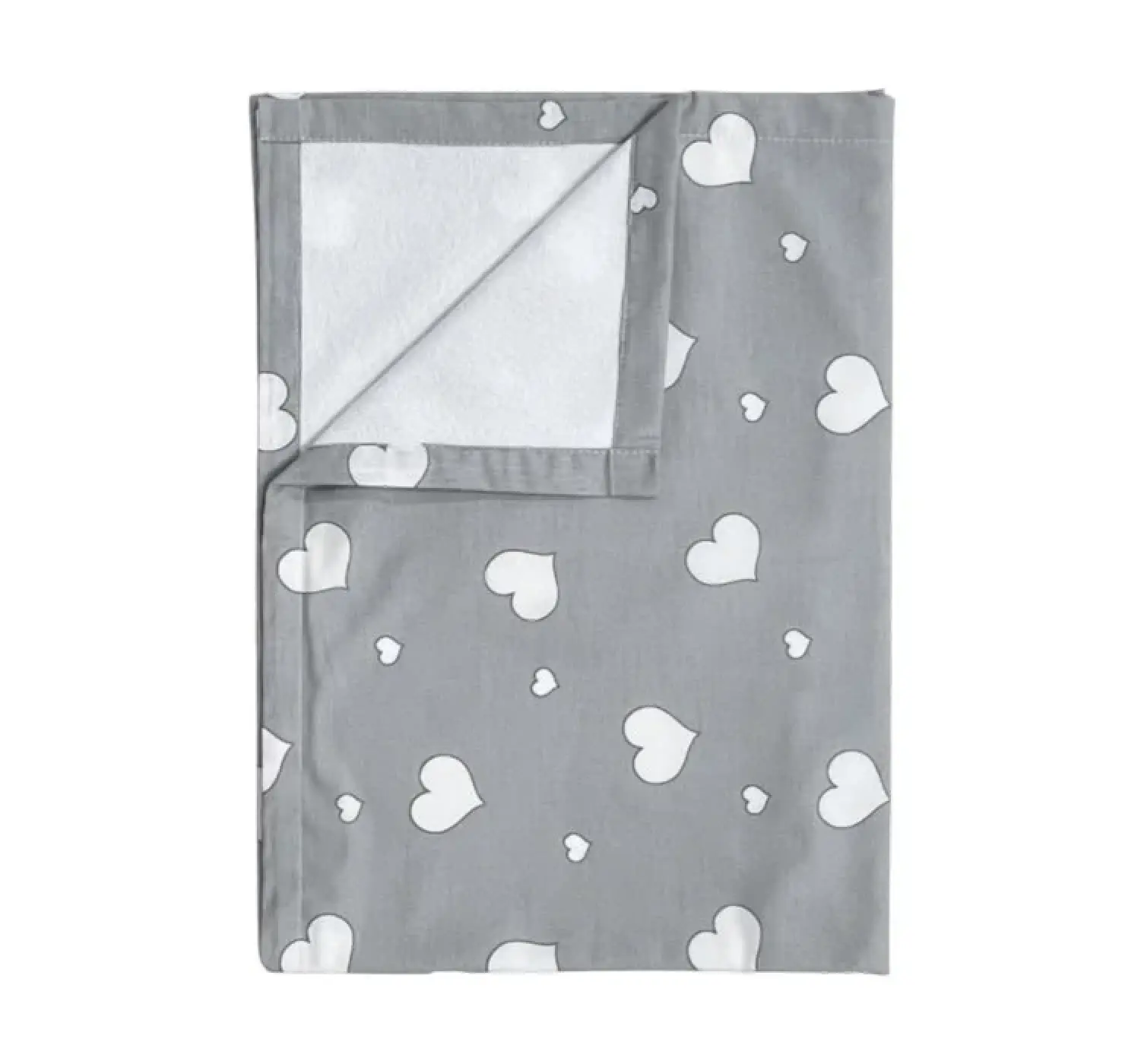 Непромокаюча багаторазова пелюшка. Принт Серце. Колір: Темно-Сірий. Матеріал: Бавовна/Махра. | Розмір: 100*80. Home.mama