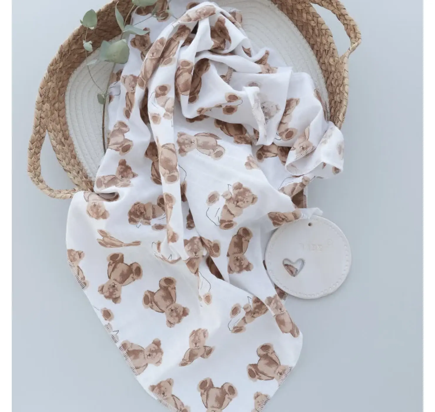 Пелюшка муслін звичайний. Принт Ведмедик сірий. Колір: Жовтий. Розмір: 90х80 | Матеріал: Муслін. вид 9