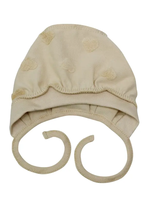 Шапочка на зав'язках у пологовий. Колір : Бежевий. Розмір: 41. MiniKin