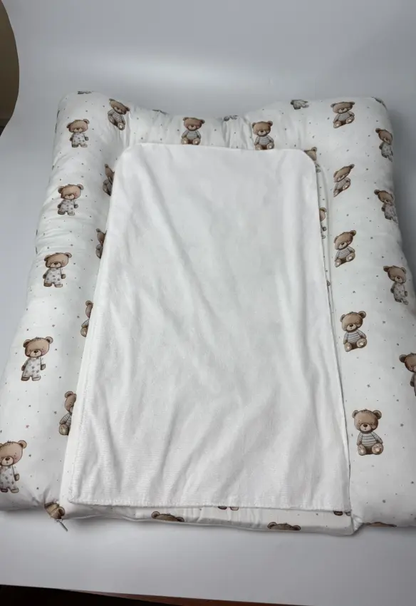 Повивальний матрац + непромокаюча пелюшка . Принт Серце. Молочний : Розміри : 60*70. Home.mama