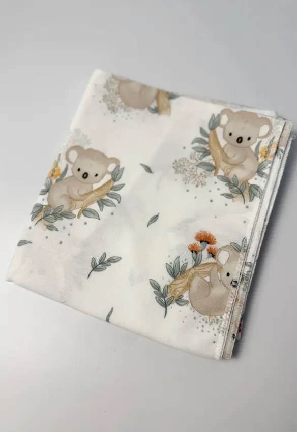 Байкова пелюшка. Принт: Коала на гілочці. Матеріал: Байка. Колір :Зелений/Бежевий | Розмір: 90х80.Home.mama