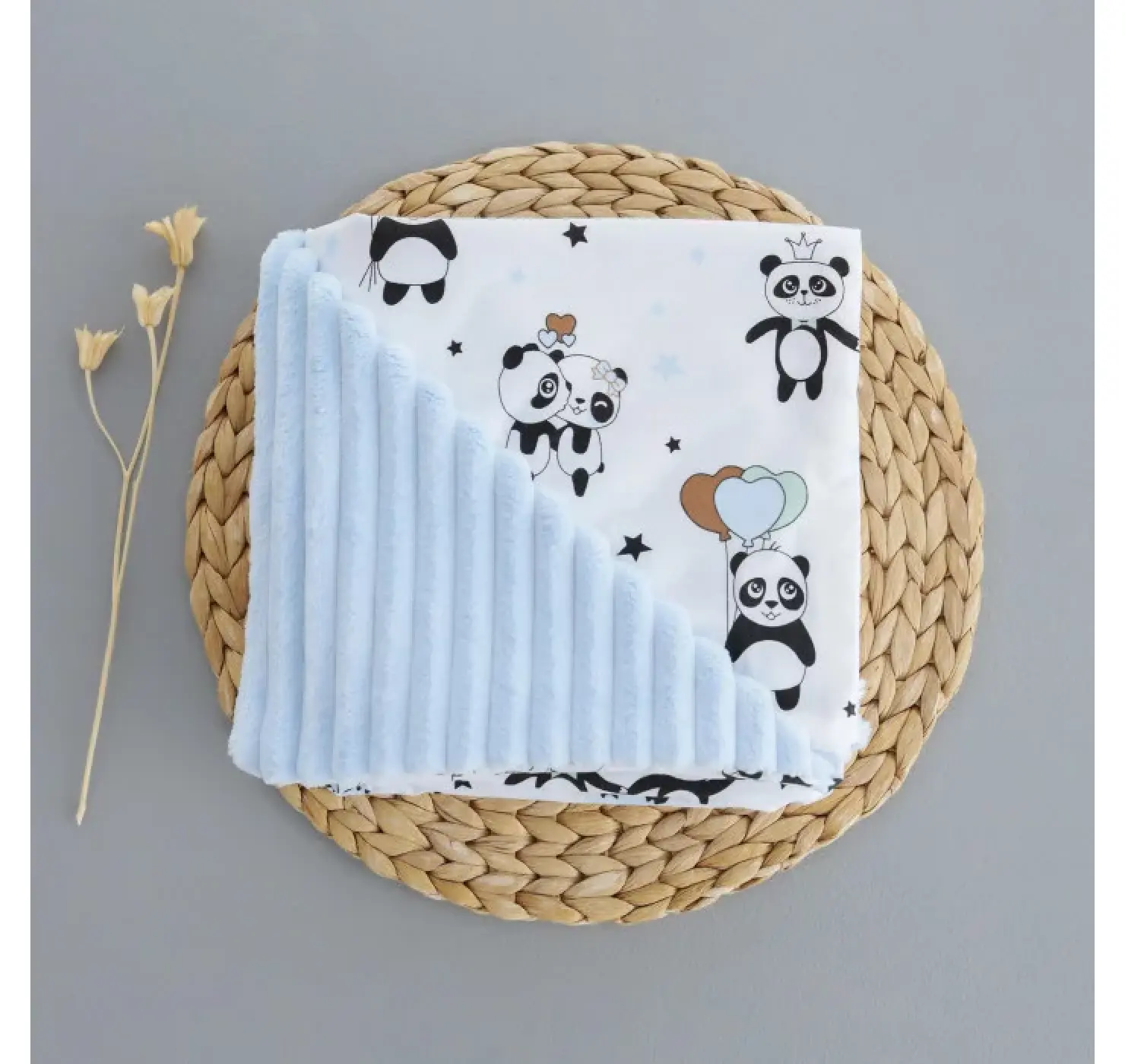 Плед плюшевий Ведмеді. Розмір: 100х80 | Колір: Небесно Блакитний | Матеріал: Плюш/Бавовна. Home.mama