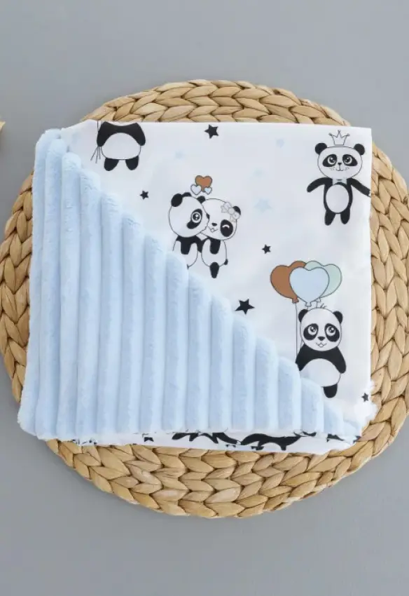 Плед плюшевий Ведмеді. Розмір: 100х80 | Колір: Небесно Блакитний | Матеріал: Плюш/Бавовна. Home.mama