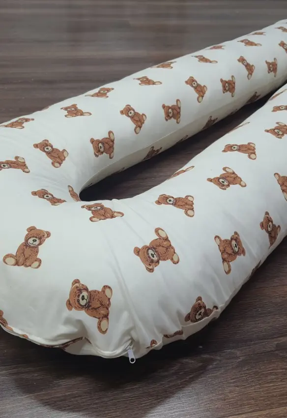 Подушка для вагітних Бавовняна Підкова | Колір: Бежевий. Розмір:150 см. Home.mama