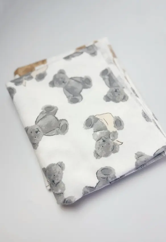 Пелюшка байка Ведмедики з хусточкою. Колір: Білий /Сірий. Матеріал: Байка. | Розмір: 90х80. Home.mama