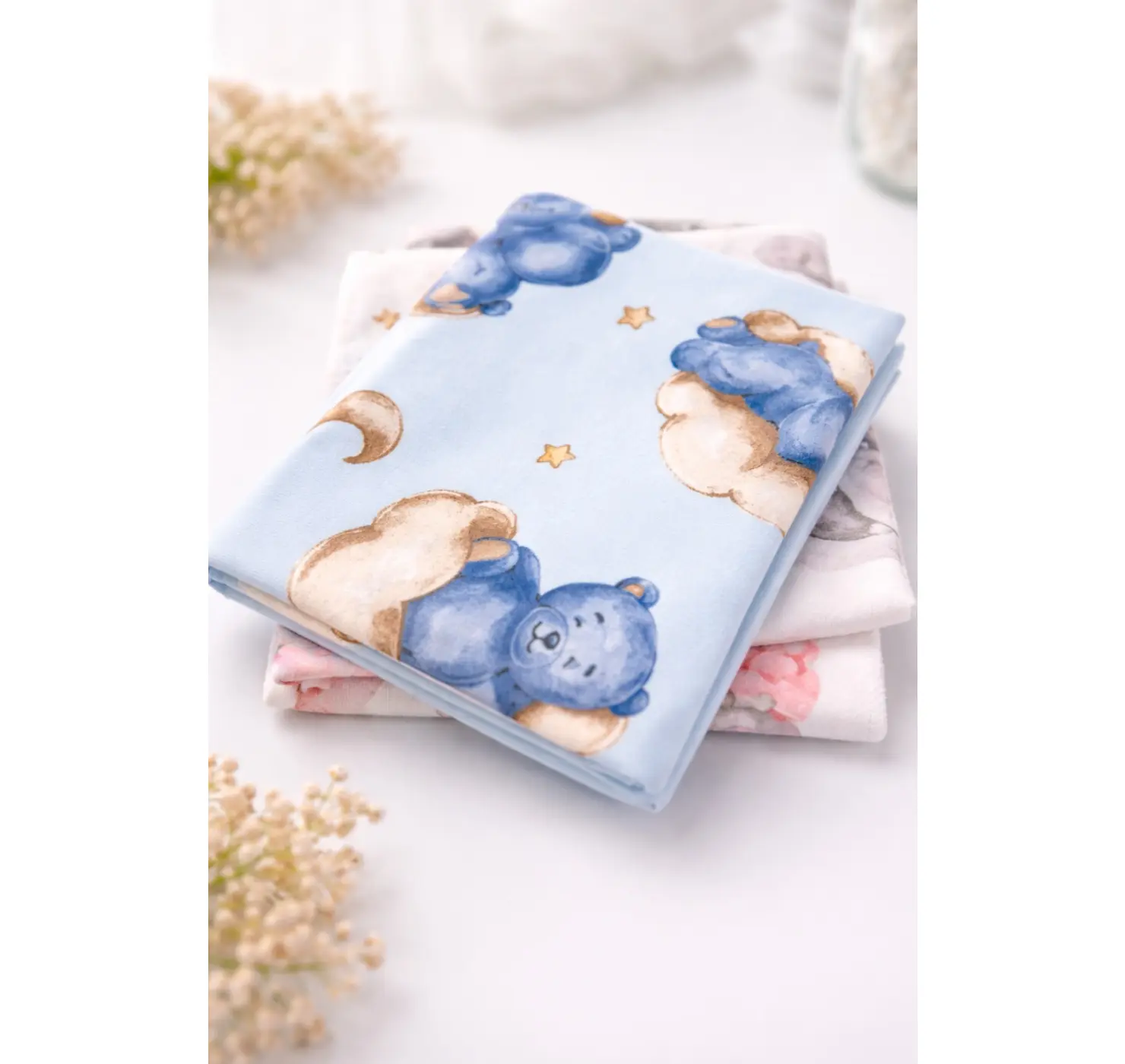 Пелюшка байка Ведмедик на хмаринці . Колір: Сірий/Коричневий. Розмір : 90/80 Home.mama вид 3