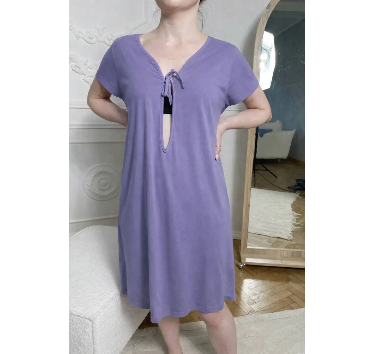 Нічна з великим вирізом на пологи. Розмір: 44| Колір: Фіолетовий. TRICO